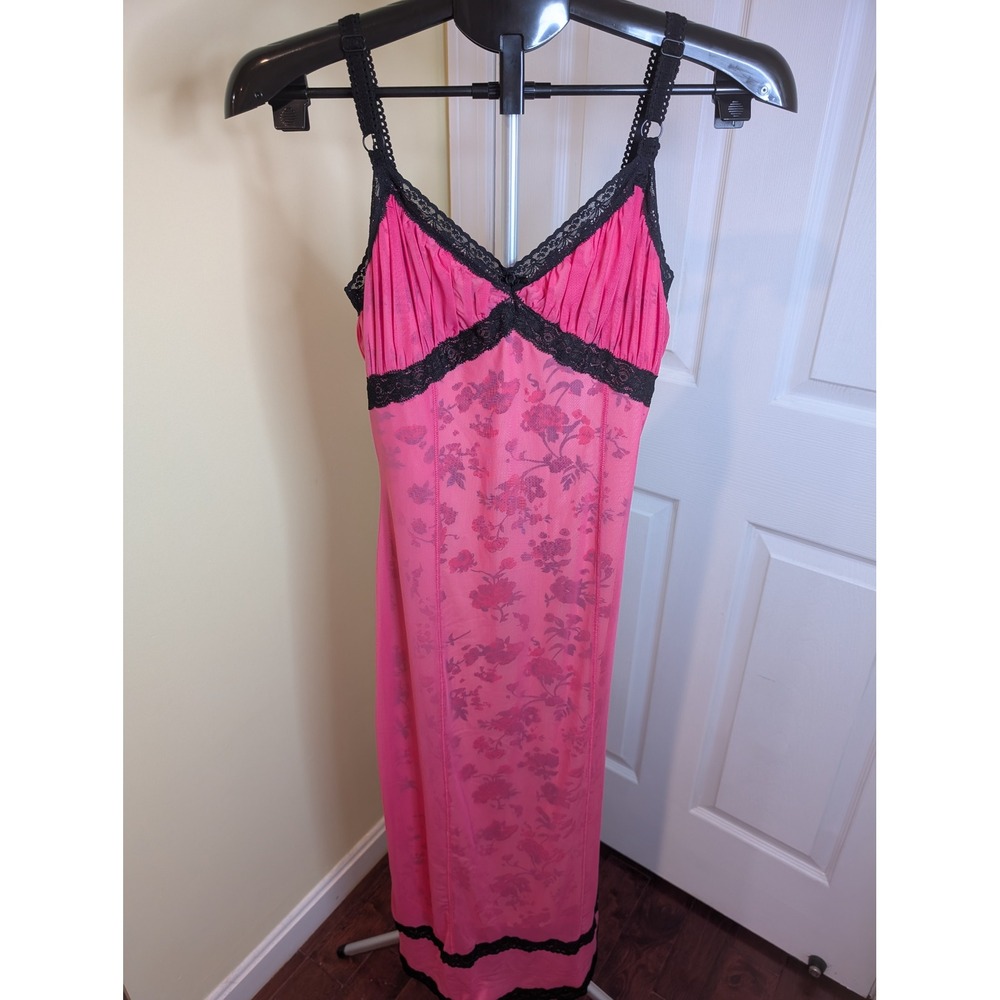 Urban Outfitters Olivia Mesh & Lace Slip Dress Womens M Pink Floral Maxi Empire
